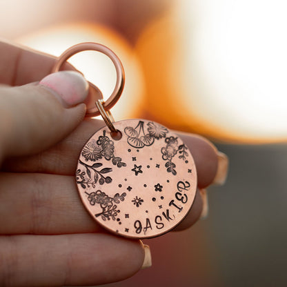 adresówka dla psa Magical Garden w kolorze rose gold miedziana inspirowana naturą i lasem 32mm