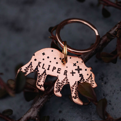adresówka dla psa North Roar w kolorze rose gold z motywem gwiazd